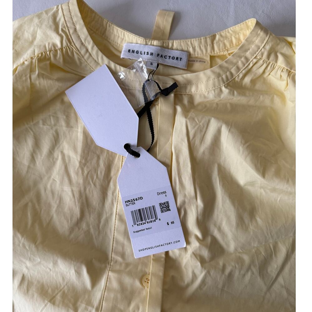 English Factory Billow Belted Mini Dress in Butter Size S - Picture 9 of 10